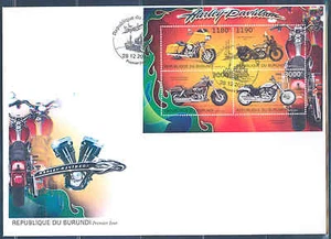 BURUNDI 2012 HARLEY DAVIDSON MOTORCYCLES SHEET OF 4 FDC - Picture 1 of 1