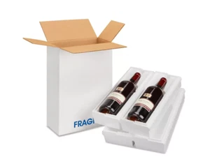 Wine 2 Bottle Wine Shipping, Moving & Packing Kit-Inside 9 7/8 x 4 3/8 x 14 1/2 - Picture 1 of 2