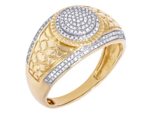 Cluster 0.32CT Real Diamond Pinky Ring 10K Yellow-White Gold 13MM - Picture 1 of 6