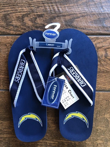 LA Chargers NFL  Big Logo Flip Flops Sandals Slippers Large Size 10-11 Cover