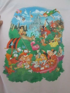 Vintage Walt Disney World Magic Kingdom Double Sided Novelty T Shirt Pink M - Picture 1 of 7