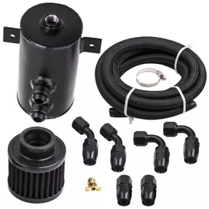 Black Aluminium Baffled Engine Oil Catch Can 0.75L 2-Port AN10 Universal - Picture 1 of 12