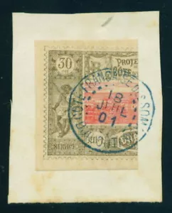 SOMALI COAST 30c BISSECT gebunden an STÜCK von BLUE CANCEL!! - Bild 1 von 1