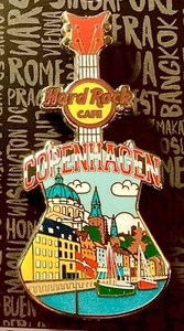 2020 HARD ROCK CAFE COPENHAGEN COUNTRY COLORS CITY TEE GUITAR PIN - Picture 1 of 1
