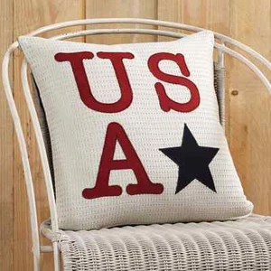 ALMOHADA ESTRELLA DE EE. UU.: APLIQUE ROJO BLANCO AZUL AMERICANO PATRIOT AMERICANA TOSS - Imagen 1 de 2