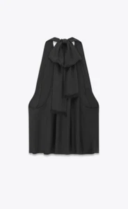 FW23 Saint Laurent Lavalliere-back blouse in crepe satin - Picture 1 of 4