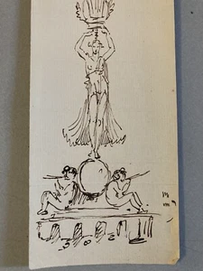Très Beau Dessin Lavis XVIIIe Ange Angelot Putti Femme Architecture Art Ancien - Photo 1/7