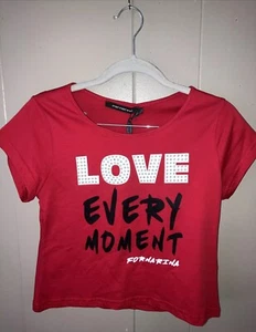 Fornarina “Love Every Moment” Cropped T Shirt - Red - Size: M - Picture 1 of 4
