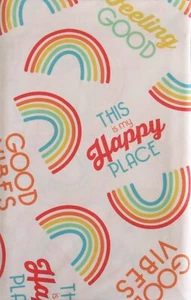 Feeling Good, Good Vibes Collection Vinyl Flannel Back Tablecloth  Var Sizes - Picture 1 of 5