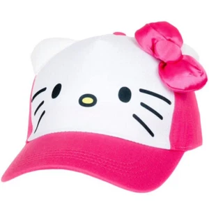 Baseball Cap - Hello Kitty - Face 3D Bow Pink Adjustable Snapack - Picture 1 of 2