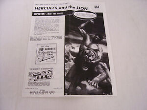 1964 Aurora Model Kit Hercules and the Lion Assembly Instructions 