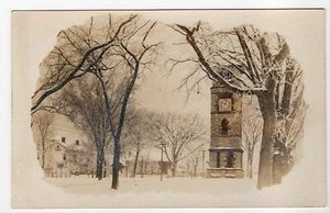 c1907 Real Photo Snowy Winter Town Scene Vignette, Glitter RPPC UDB Postcard NP - Picture 1 of 12