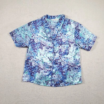 Blusa pijama Victoria's Secret cetim dormir feminina L azul botão frontal - Imagem 1 de 4