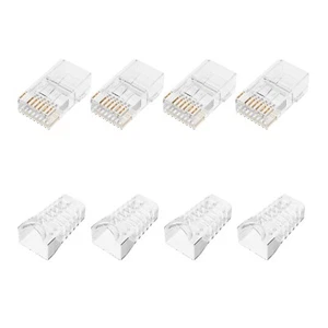 Conectores Cat 5e RJ45 con botas, extremos Cat5 y botas de alivio de tensión - 8/16 piezas - Imagen 1 de 4