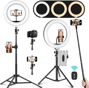 Ring Light with Stand and Phone Holder, 10.2" Selfie Ring Light with 65" Adjusta - Picture 1 of 9