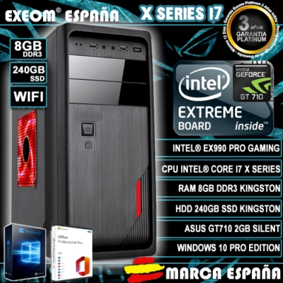 Ordenador Gaming Pc Intel i7X 8GB SSD 240GB GT710 2GB WIFI Windows 10 Sobremesa - Imagen 1 de 4