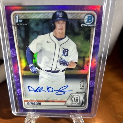 2020 Bowman Chrome Dillon Dingler RC Tigers Purple Refractor Auto RC #’d /250 - Image 1 of 4