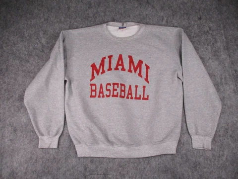 Miami Redhawks Sweatshirt Mens XL Champion Crew Neck Sweater Baseball Pullover Cover