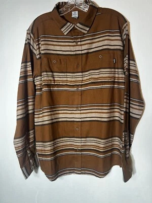 CAMISA HURLEY MARRÓN BRONCEADA FRANELA CEPILLADA MANGA LARGA ABOTONADA HOMBRE Med nueva Foto 1 de 4