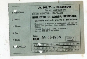 BIGLIETTO TICKET A.M.T. - GENOVA LINEA GENOVA RAPALLO - Picture 1 of 2