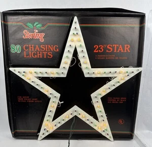 Vintage Indoor/Outdoor Christmas Star Chasing Lights 23” 3 Mode Molded - Picture 1 of 15