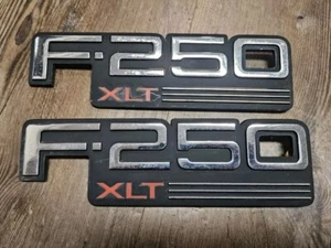 1992-1996 Ford F250 XLT Lt & Rt Fender emblems OEM 4x4 4x2 - Picture 1 of 8