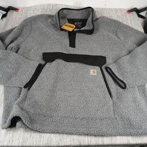 NWT CARHARTT Jacket Men's 3XL Fleece Pullover Jacket GRAY & Black Workwear Trim - Picture 1 of 8