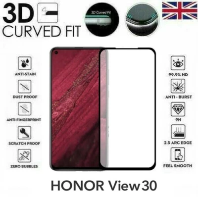For Huawei Honor View 30 Full 3D Tempered Glass 9H Screen Protector Cover Foto 1 de 2