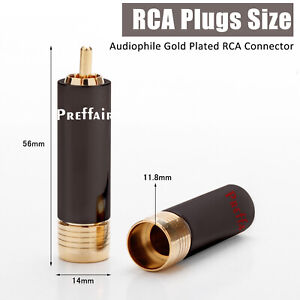 4PCS HiFi RCA Plug Male Connector Gold Plated Self-Locking Adapters Cables DIY