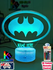 Batman Sky Light Personalised Name 3d Led Night Light Childrens Room Lamp - Picture 1 of 17