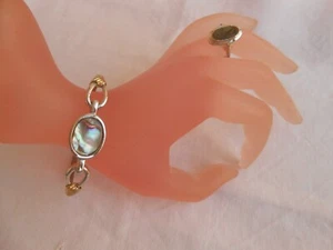 SET Bracciale e Anello firma AVON pietra abalone (conchiglia) metallo argento - Foto 1 di 9