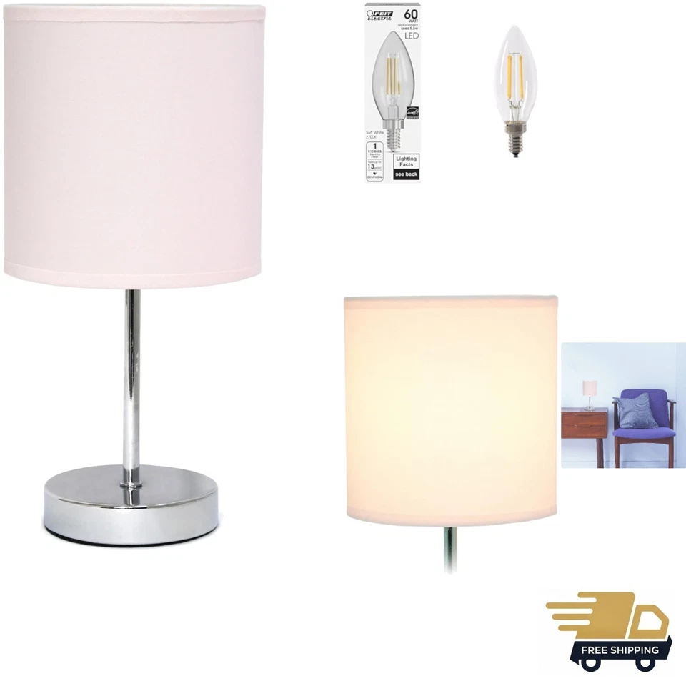 Mini abajur de mesa cromado elegante com LED branco macio - Ideal para quarto ou mesa - Imagem 1 de 4