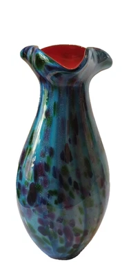 Jarrón de vidrio artístico soplado a mano Dale Tiffany Leona 15"X6"1/2 Foto 1 de 4