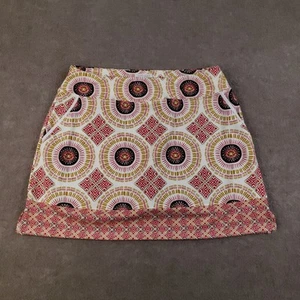 Sigrid Olsen Skort Womens Medium Red Geometric Pattern Golf Tennis Pockets - Picture 1 of 12