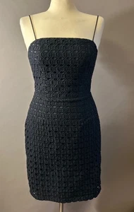 Banana Republic Women's Black Eyelet Dress Lace Overlay Thin Strap - Size 2 - Picture 1 of 4