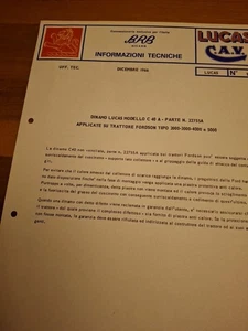 LUCAS C.A.V. -BRB Informazioni Tecniche 1966 N*9-DINAMO MOD C40 TRATTORI FORDSON - Foto 1 di 1