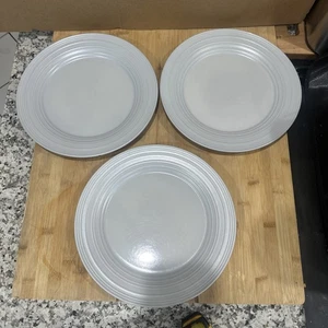 Lot Mikasa Swirl Grey Stoneware Grey Dinner Plates Set of 3 Dishes 11 1/4” * - Picture 1 of 10