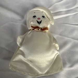 Russ Beere Vintage Satin Stoff Geist Ornament Halloween 4,5" x 3" - Bild 1 von 6
