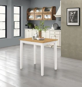 Small Dining Table in White & Oak Finishing, Solid Wood Breakfast Kitchen Table - Picture 1 of 8