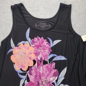 Soma Live Lounge Wear Black Floral Medium Swing Tunic Tank Stretch Knit - Picture 1 of 11