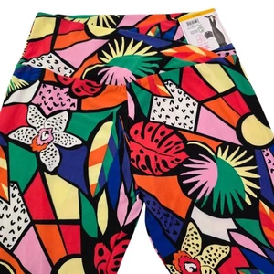 No Boundaries Crossover Sueded Tropical Print Ankle Leggings - Size Large NWT - Picture 1 of 11
