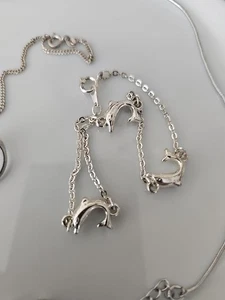 Collar de delfines de plata de ley con cadena ajustable - Imagen 1 de 6