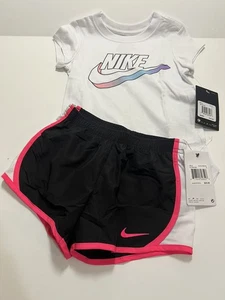 Size 5 NIKE AUTHENTIC GIRLS ORIGINAL BRAND NEW 2Pc TEE & SHORTS SET NWT - Picture 1 of 5