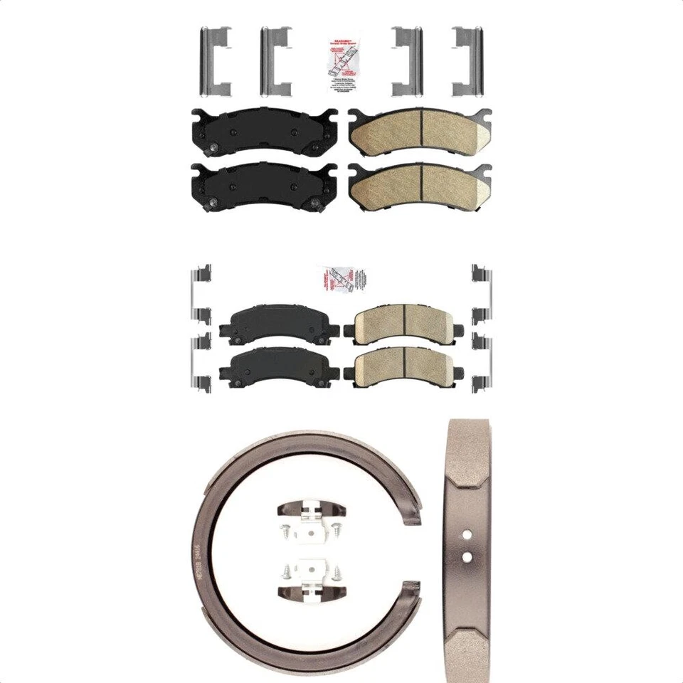 Front Brake Pads Rear Parking Shoes Kit for Chevrolet Express 1500 Tahoe 2002-20 - Image 1 of 4
