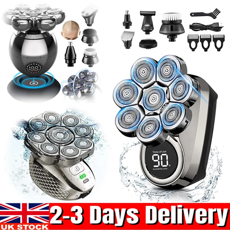 Electric Shaver 7/8/9 Head Razor Bald Beard Hair Skull Trimmer Beard Remover Men