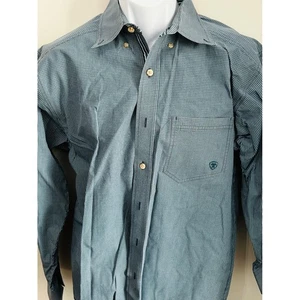 Ariat Pro Series Performance Hemd Blau Micro-Karo Langarm Button Down M - Bild 1 von 4
