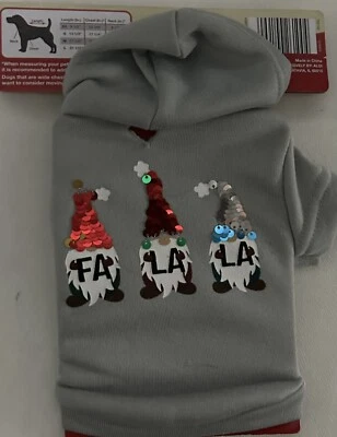 Dog Heart To Tail Gnome Hoodie Fa La La Grey Pet Sequin Sweatshirt Sz XS NWT - Image 1 of 3