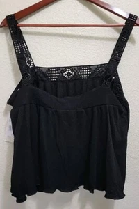 Rewind Cropped Tank Top Embroidered Size XL Black NWT - Picture 1 of 11