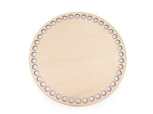 Pavimento in vimini, piano in legno, rotondo, fori grandi - coperchio - uncinetto, macramè - Ø 15 cm - Foto 1 di 2