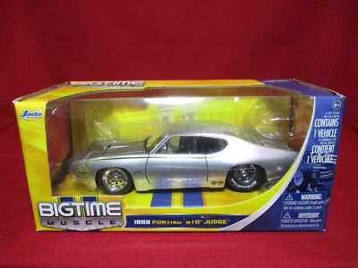1969 Pontiac GTO Judge Silver Bigtime Muscle Jada Toys 1/24 Scale Diecast Car - image 1 of 3